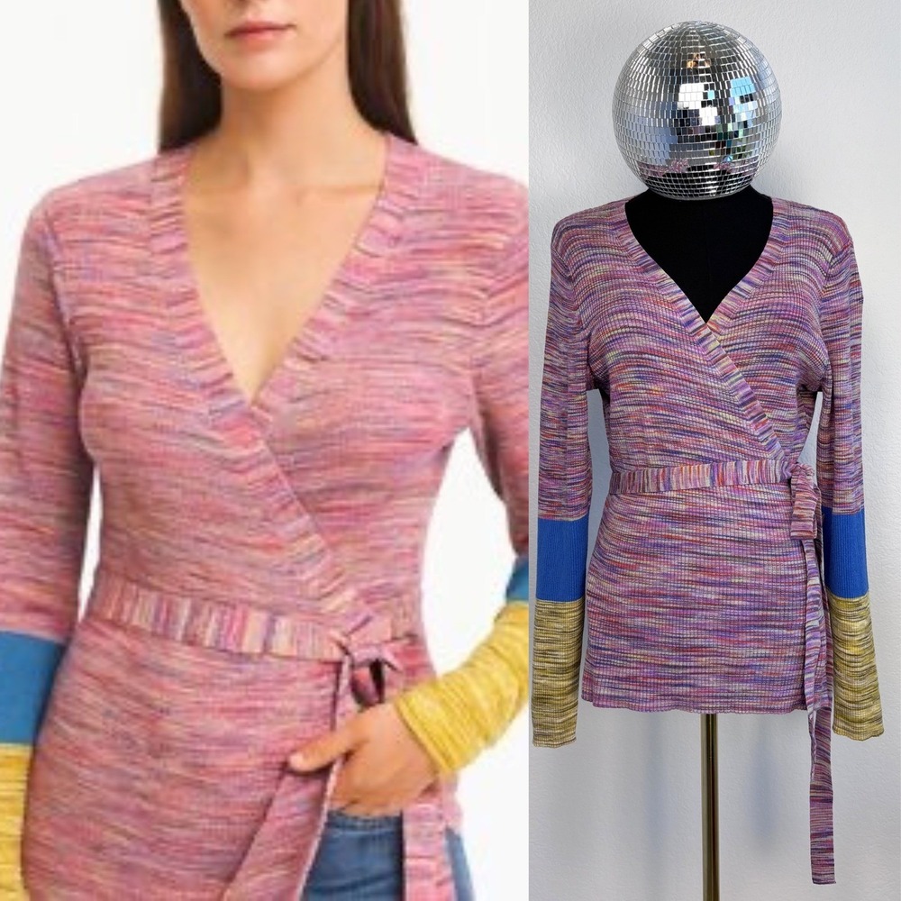 Sundance Space Dye Wrap Top, Pink Colorblock Large | Boho ballet colorful